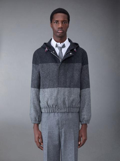 Thom Browne Donegal Tweed Stripe Relaxed Hooded Zip Jacket