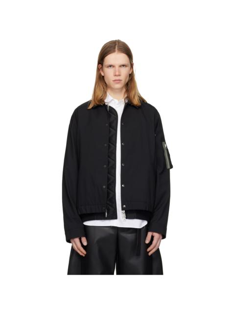 sacai Black Suiting & Nylon Twill Bomber Jacket