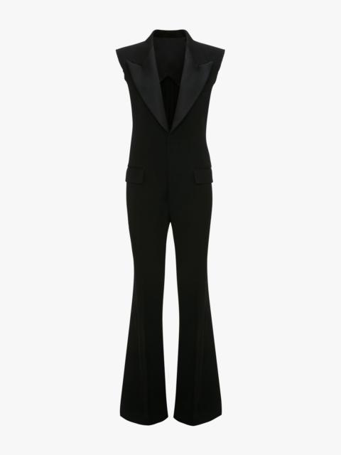 Victoria Beckham Sleeveless Tuxedo Jumpsuit in Black