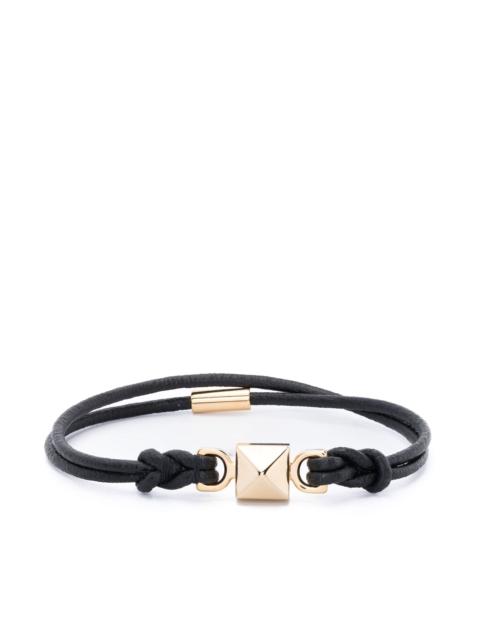 Valentino Black One Stud Leather Bracelet