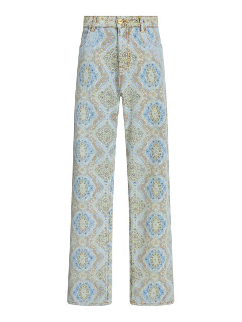 Etro High-Waisted Wide-Leg Pants blue
