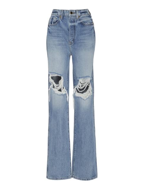 KHAITE Danielle Distressed Rigid High-Rise Slim-Leg Jeans blue