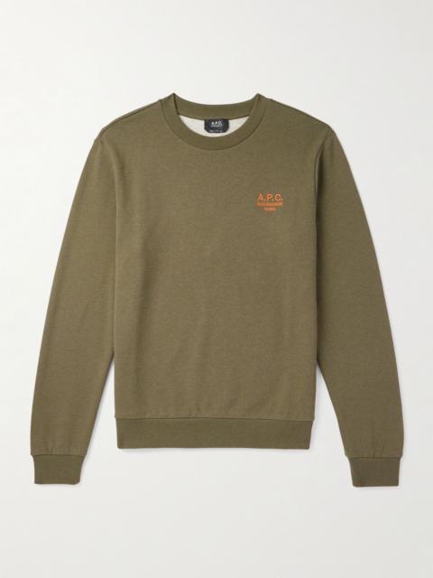 A.P.C. Logo-Embroidered Cotton-Blend Jersey Sweatshirt Green