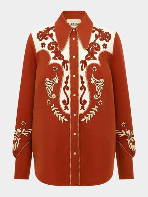 ALÉMAIS Duke Embroidered Button-Front Shirt