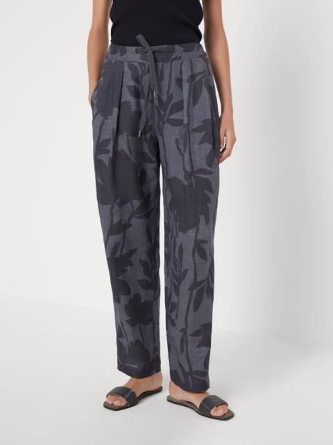 Brunello Cucinelli Ramage print lessivé linen slouchy trousers