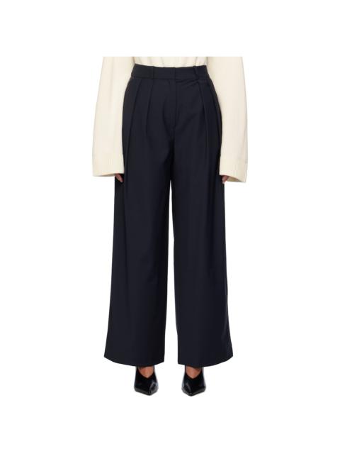 The Frankie Shop Navy Ripley Pleated Trousers