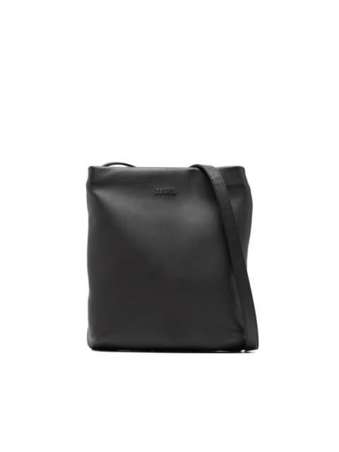 ZEGNA logo-plaque leather messenger bag