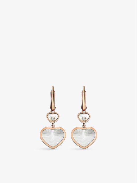 Happy Hearts 18ct rose-gold, 0.10ct diamond and mother-of-pearl earrings