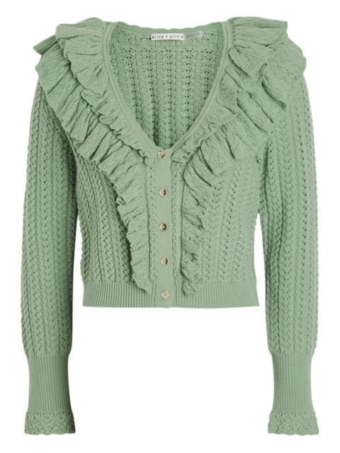 Alice + Olivia Eileen ruffled wool cardigan