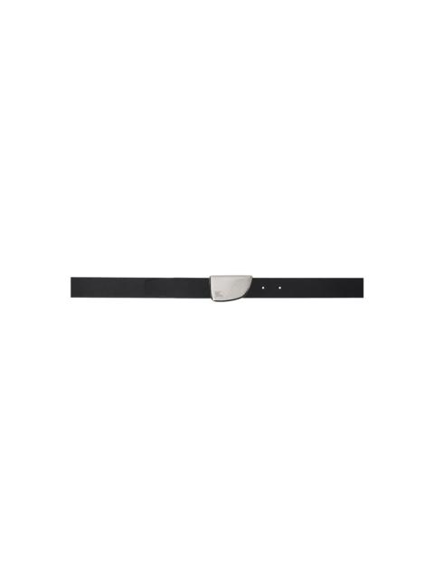 Burberry Black Thin Leather Shield Belt