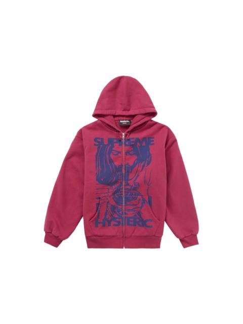 Supreme Supreme Hysteric Glamour Thermal Lined Zip Up Hooded Sweatshirt Washed Red