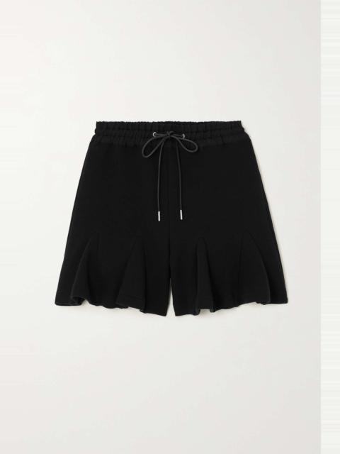 Pleated cotton-blend jersey shorts