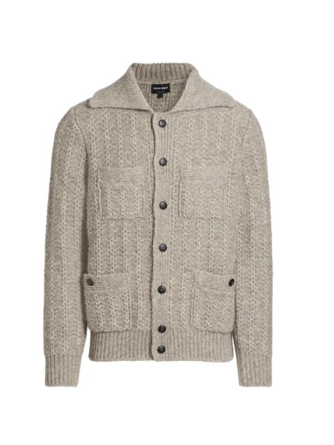 GIORGIO ARMANI Men's Knit Button-Front Jacket Cardigan - Tan