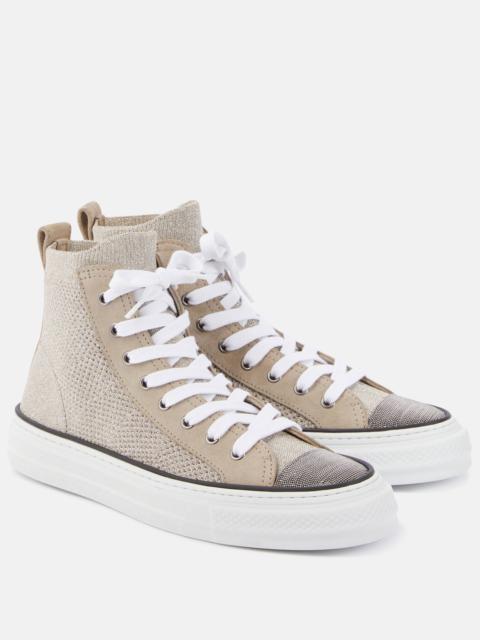 Brunello Cucinelli Monili-embellished 금속 니트 운동화