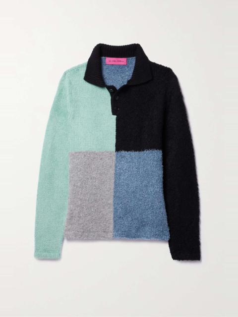 The Elder Statesman Color-block knitted polo sweater