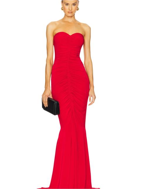 NORMA KAMALI x REVOLVE Strapless Shirred Front Fishtail Gown