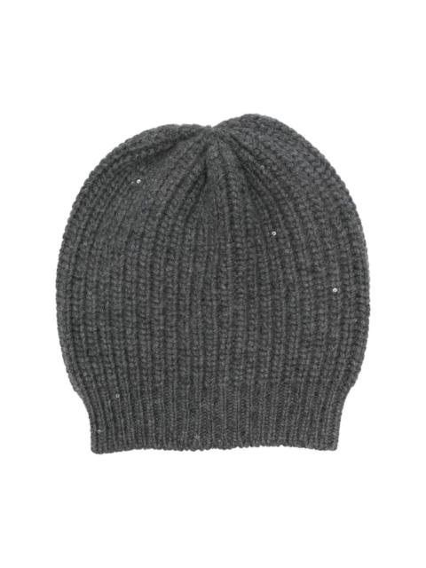 sequin-embellished knit beanie