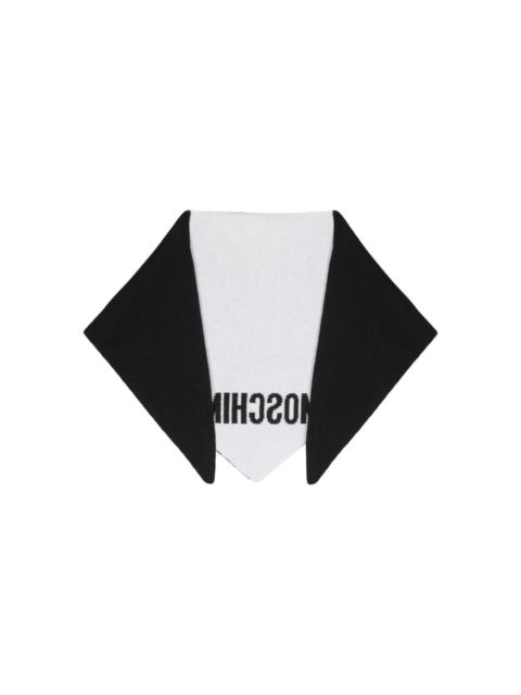 logo-print two-tone scarf