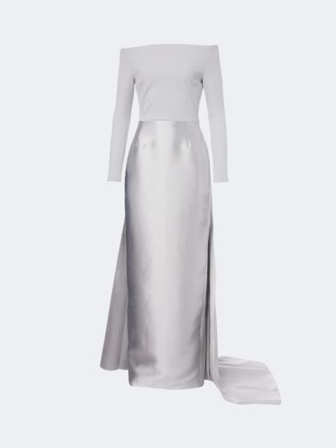 SOLACE LONDON Winslow off-shoulder satin and crêpe gown