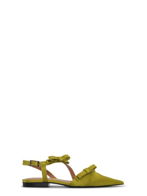 GANNI OLIVE MULTI BOW POINTY CUT-OUT BALLERINAS