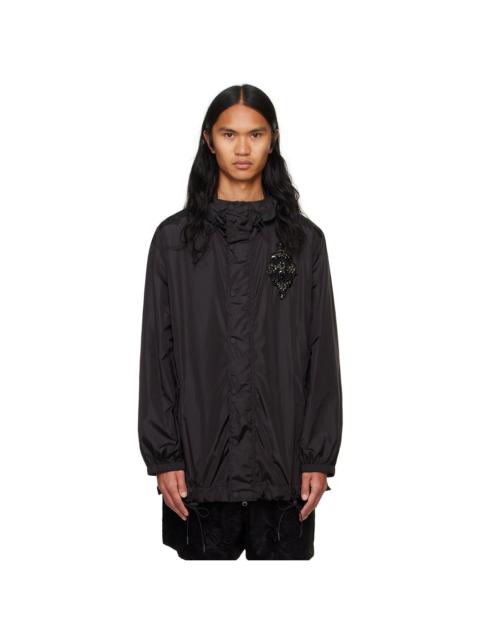 Simone Rocha Black Embellished Button Placket Parka
