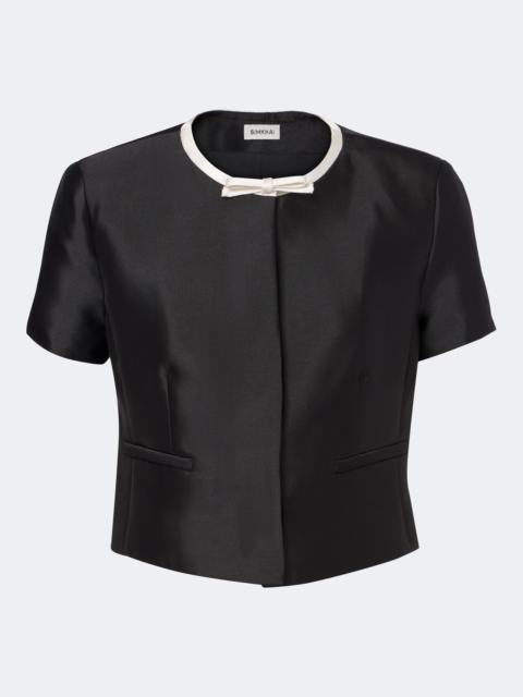 SIMKHAI Naelle bow-detail cropped satin top