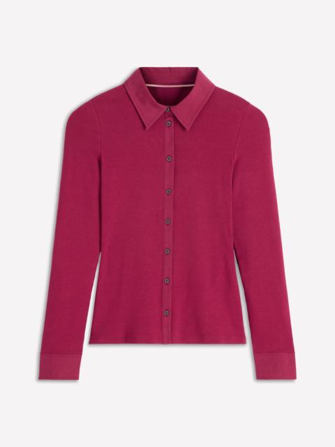 BODEN Collared Button Through Top-Ruby Red