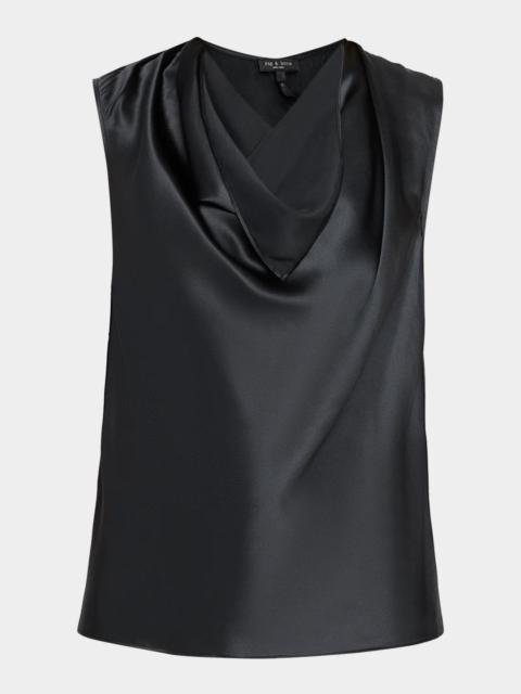 rag & bone Vinnie Silk Cowl-Neck Top
