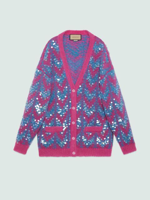 GUCCI Chevron wool and sequin cardigan
