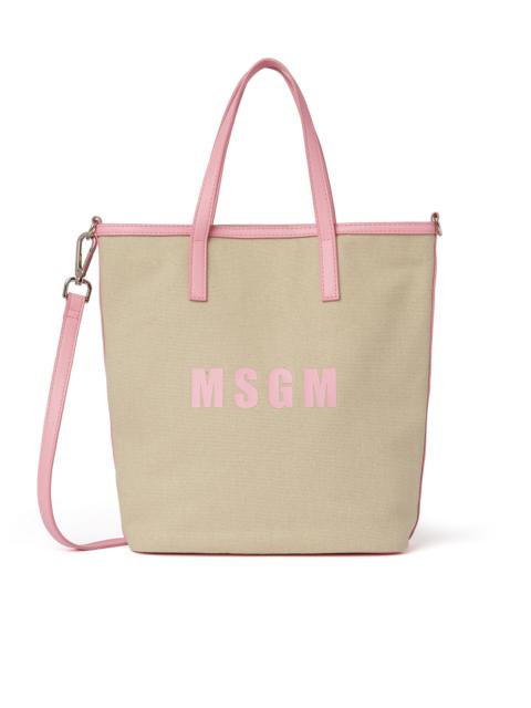 MSGM Canvas tote bag with piping and printed logo