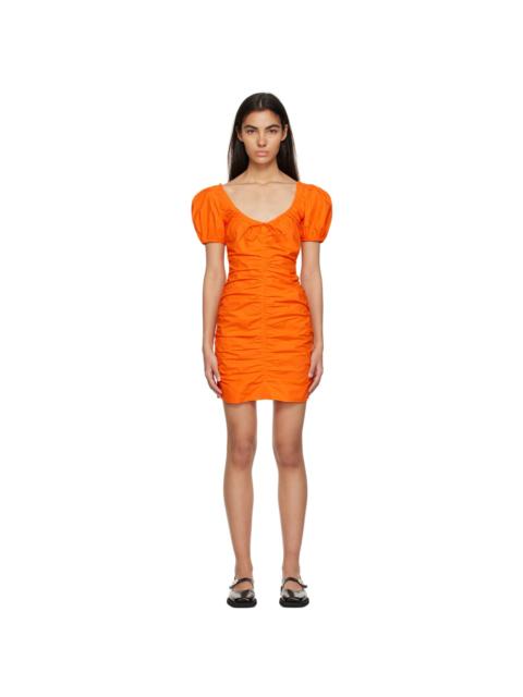 Orange Puff Sleeve Minidress