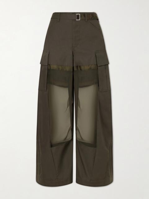 sacai Chiffon And Cotton Wide-leg Pants