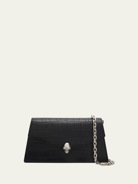 Alexander McQueen Skull Mini Croc-Embossed Leather Top-Handle Bag