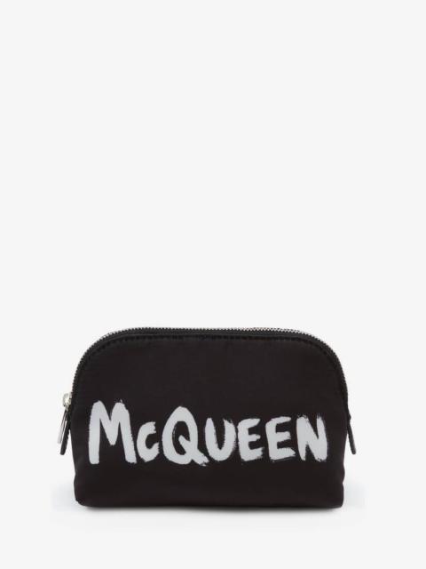 Alexander McQueen Mcqueen Graffiti Medium Zip Pouch in Black/white