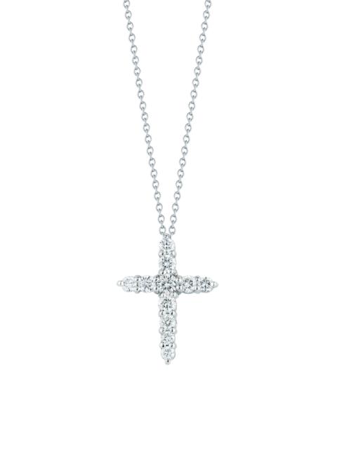 ROBERTO COIN Women's Tiny Treasures Diamond & 18K White Gold Cross Pendant Necklace - White Gold