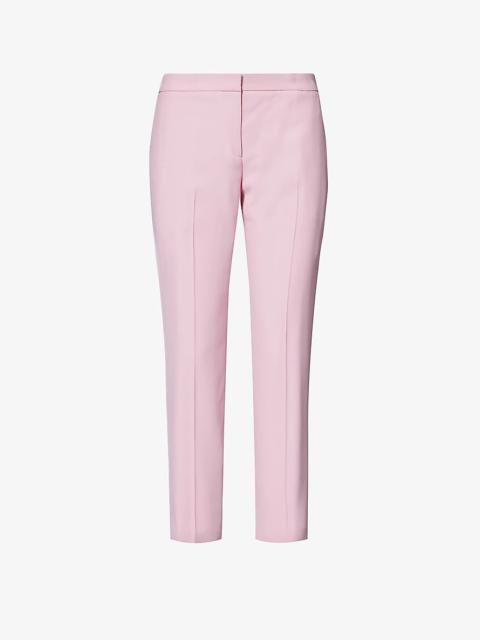 Slim-leg mid-rise cropped woven trousers