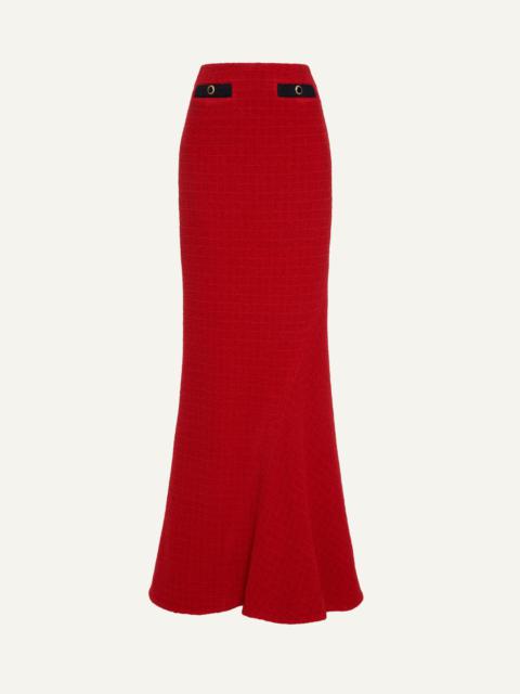 Alessandra Rich CHECKED TWEED BOUCLE LONG SKIRT