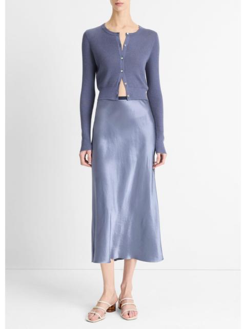 Vince Contrast-Waistband Satin Bias Skirt