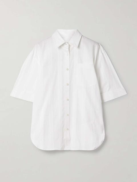 MARIA McMANUS Oversized striped organic cotton-jacquard shirt White