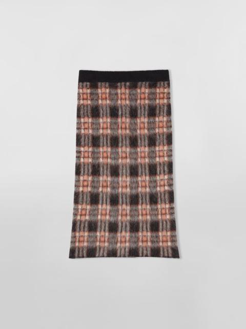 Marni CHECK WOOL AND BRUSHED MOHAIR MIDI SKIRT