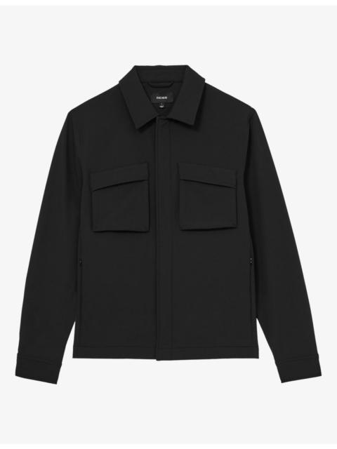 REISS Divide Patch-Pocket Button-Up Stretch-Woven Overshirt