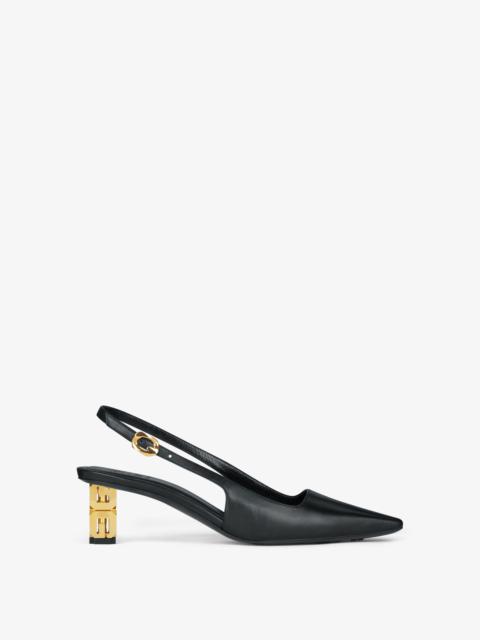 G CUBE SLINGBACK PUMPS IN LEATHER