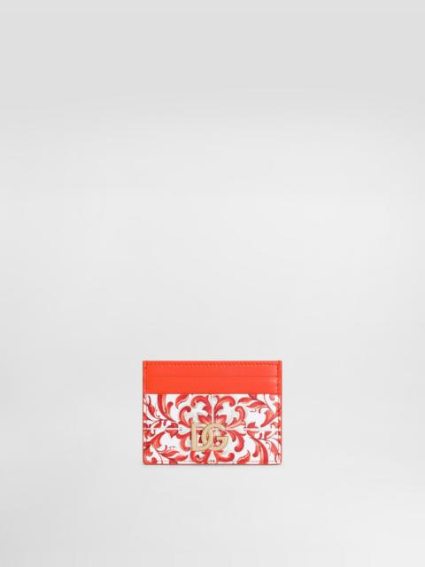 Dolce & Gabbana 3.5 card holder in majolica-print calfskin