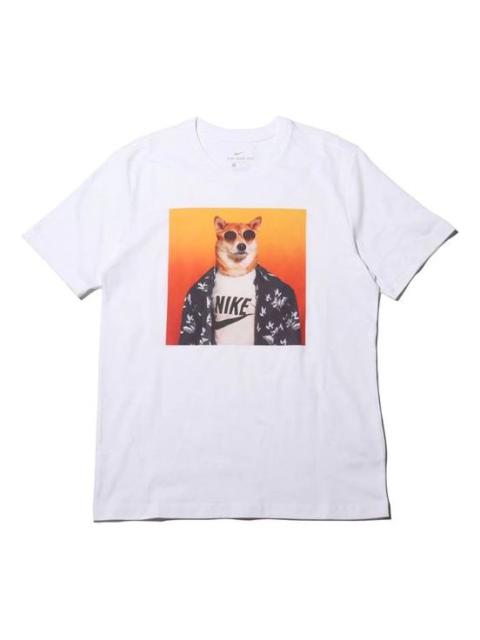 Nike Nike Dog Sunglasses Printed With Short-Sleeved Male White BQ0186-100