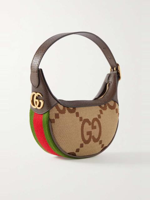 GUCCI Ophidia mini webbing-trimmed textured-leather and printed coated-canvas shoulder bag