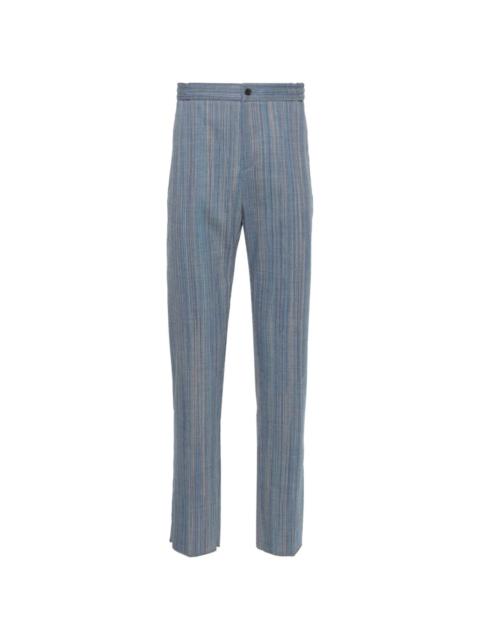 stripe-jacquard tapered-leg trousers