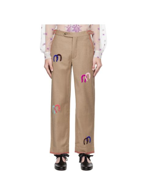 BODE Beige Horseshoe Trousers