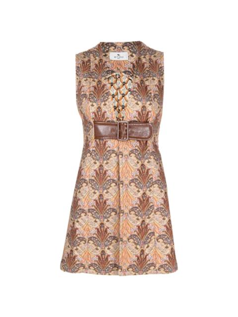 graphic-print belted-waist gilet