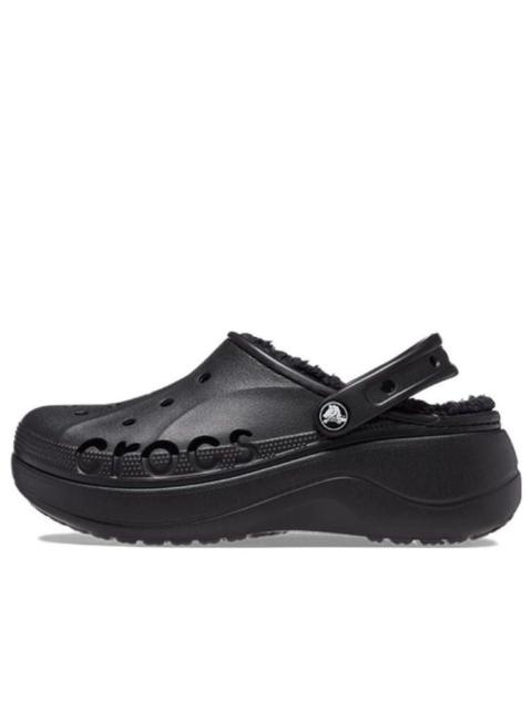 crocs (WMNS) Crocs Baya Platform Lined Clog Sandals 'Black' 208708-001
