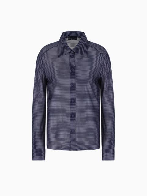 EMPORIO ARMANI ICON STRIPED LIGHTWEIGHT JERSEY SHIRT